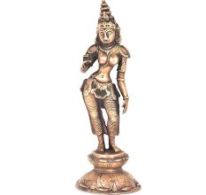 Standing Goddess Parvati Brass Statue
