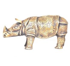 Brass Wild Rhino Standing Statue