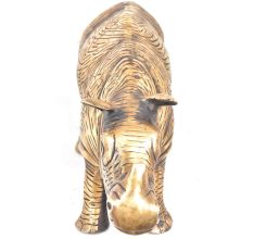 Brass Wild Rhino Standing Statue