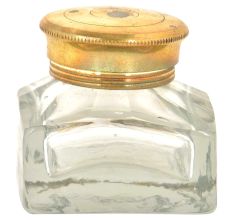 Vintage Clear Glass Rectangular Ink Pot