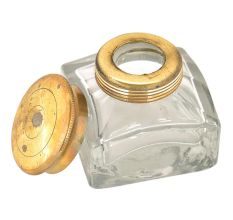 Vintage Clear Glass Rectangular Ink Pot