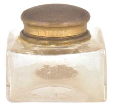 Vintage Glass Clear Rectangular Ink Pot
