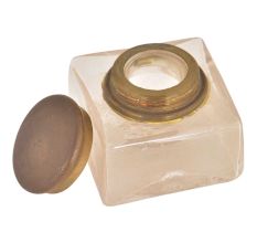 Vintage Glass Clear Rectangular Ink Pot