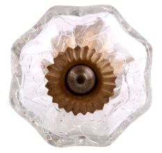 Clear Crackle Melon Glass Drawer Knob