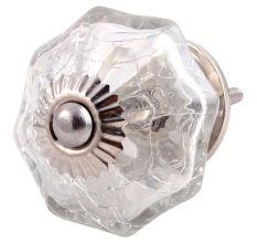 Clear Crackle Melon Glass Drawer Knob