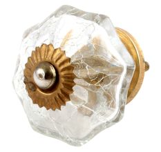 Clear Crackle Melon Glass Drawer Knob