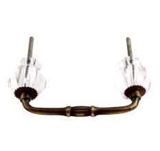 Clear Hexagon Cut Glass Bridge Handle