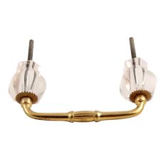 Clear Hexagon Cut Glass Bridge Handle