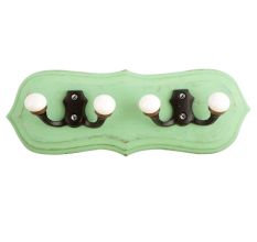 Green Black Double Loop Ceramic Iron Wooden Hooks