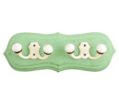 Green Cream Double Loop Ceramic Iron Wooden Hooks