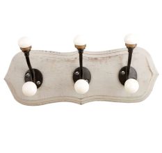 Grey Black Double Loop Ceramic Iron Wooden Hooks