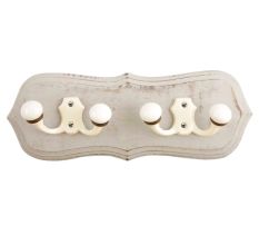 Grey Cream Double Loop Ceramic Iron Wooden Hooks