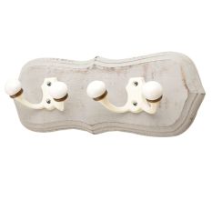 Grey Cream Double Loop Ceramic Iron Wooden Hooks