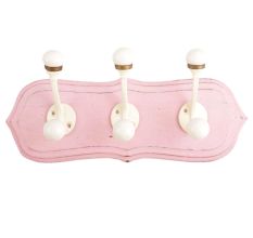 Pink Cream Double Loop Ceramic Iron Wooden Hooks