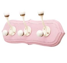 Pink Cream Double Loop Ceramic Iron Wooden Hooks