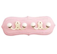 Pink Cream Double Loop Ceramic Iron Wooden Hooks