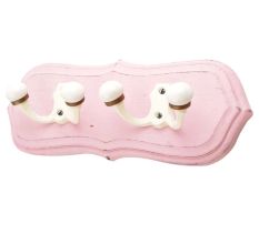 Pink Cream Double Loop Ceramic Iron Wooden Hooks