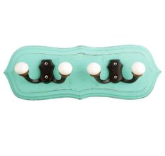 Sea Green Black Double Loop Ceramic Iron Wooden Hooks