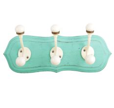 Sea Green Cream Double Loop Ceramic Iron Wooden Hooks