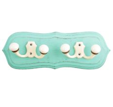 Sea Green Cream Double Loop Ceramic Iron Wooden Hooks