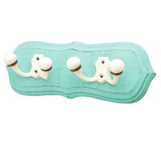 Sea Green Cream Double Loop Ceramic Iron Wooden Hooks