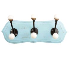 Turquoise Black Double Loop Ceramic Iron Wooden Hooks