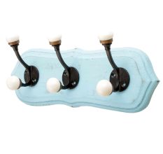 Turquoise Black Double Loop Ceramic Iron Wooden Hooks