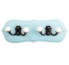 Turquoise Black Double Loop Ceramic Iron Wooden Hooks
