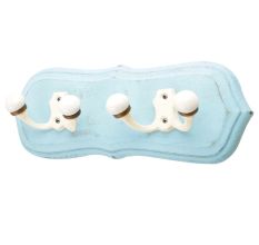 Turquoise Cream Double Loop Ceramic Iron Wooden Hooks