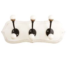 White Black Double Loop Ceramic Iron Wooden Hooks