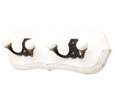 White Black Double Loop Ceramic Iron Wooden Hooks