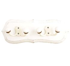 White Cream Double Loop Ceramic Iron Wooden Hooks