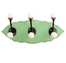 Green Black Double Loop Ceramic Iron Wooden Hooks