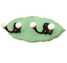 Green Black Double Loop Ceramic Iron Wooden Hooks