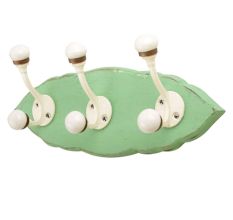 Green Cream Double Loop Ceramic Iron Wooden Hooks