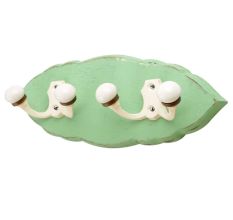 Green Cream Double Loop Ceramic Iron Wooden Hooks