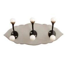 Grey Black Double Loop Ceramic Iron Wooden Hooks
