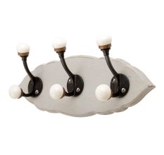 Grey Black Double Loop Ceramic Iron Wooden Hooks