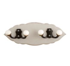 Grey Black Double Loop Ceramic Iron Wooden Hooks