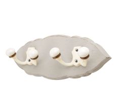 Grey Cream Double Loop Ceramic Iron Wooden Hooks