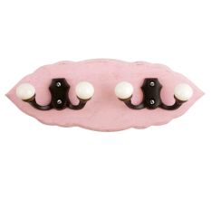 Pink Black Double Loop Ceramic Iron Wooden Hooks