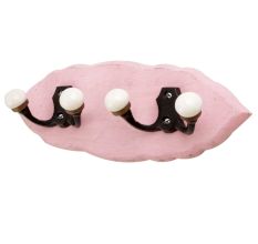 Pink Black Double Loop Ceramic Iron Wooden Hooks
