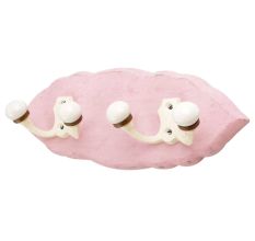 Pink Cream Double Loop Ceramic Iron Wooden Hooks