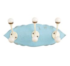 Turquoise Cream Double Loop Ceramic Iron Wooden Hooks