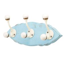Turquoise Cream Double Loop Ceramic Iron Wooden Hooks