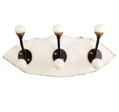 White Black Double Loop Ceramic Iron Wooden Hooks