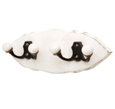 White Black Double Loop Ceramic Iron Wooden Hooks