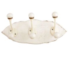 White Cream Double Loop Ceramic Iron Wooden Hooks