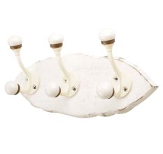 White Cream Double Loop Ceramic Iron Wooden Hooks