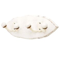White Cream Double Loop Ceramic Iron Wooden Hooks